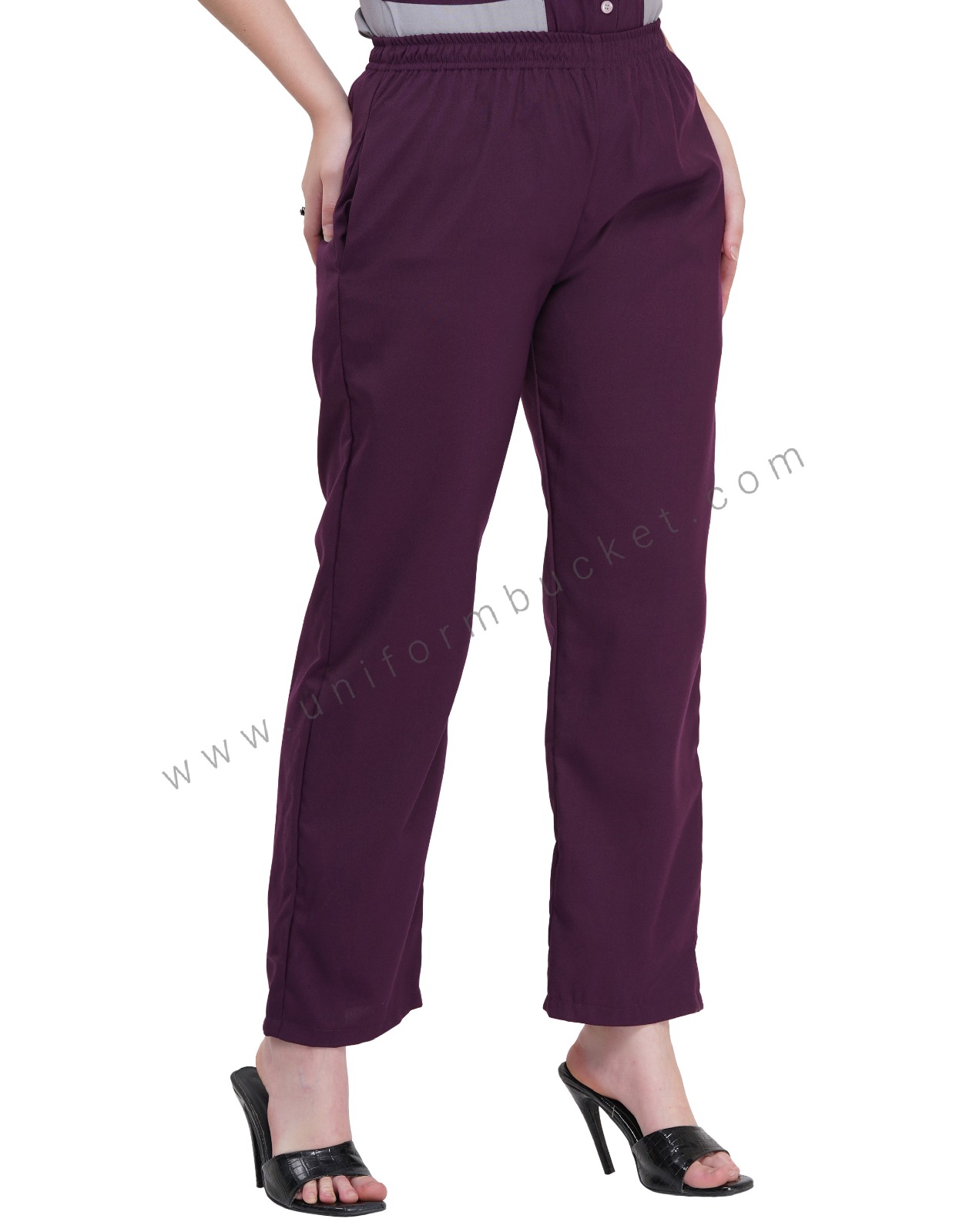 DARK MAGENTA FULL ELASTIC  FEMALE LOOSE PAJAMA thumbnail 5